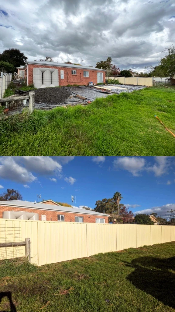 Open property boundary before a new fence
